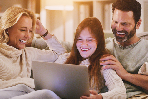 Family at computer